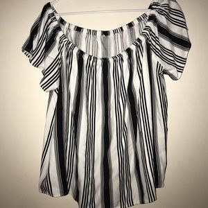 Forever 21+ Off the Shoulder Striped Shitt